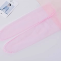 Semi-transparent pink mesh knee-high socks for women with delicate seamless stitching - One Size / Pink