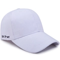 Gorra de béisbol de algodón blanca con bordado lateral Grl Pwr y visera curva - Ajustable / Blanco