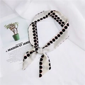Polka dot silk scarf in beige and red tied in a knot on a minimalist background - 22 Polka Dot White