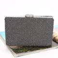 Elegant black evening clutch bag with sparkling silver rhinestones and crystal clasp closure - Black