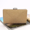Pochette de soirée dorée élégante ornée de strass brillants avec un fermoir sphérique - Doré