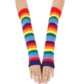 Scaldabraccia arcobaleno da 35 cm con foro per il pollice per cosplay e feste - Manicotti dritti / Strisce Arcobaleno