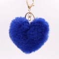 Detailed view of soft blue heart-shaped plush keychain with premium golden metal clasp - Sapphire Blue / Silver Circular Single-ring Buckle