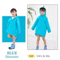 Set impermeabile blu con cappuccio e stivali a tema dinosauro per bambini e neonati - S / Blu