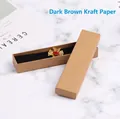 Scatola per gioielli in carta kraft scura con velluto e spilla a fiore dorato - 22X5X3cm / Carta Kraft Scura