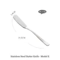 Silver 304 stainless steel butter knife variant E, 15.2cm length with brushed finish - Style E (420 Stainless Steel)
