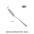 Polished silver 304 stainless steel butter knife, minimalist style, 15.8cm Type A - Style A (304 Stainless Steel)
