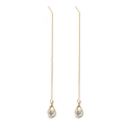 Boucles d'oreilles pendantes dorées à pampilles avec cristaux de zircon en goutte - Style Goutte d'Eau Symétrique (s03)