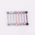 Set of nine colorful splatter paint tongue rings in various vibrant graffiti patterns - 8 Pieces/Set / Multicolor Lacquer