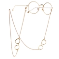 Golden metal glasses chain with anti-slip round frames and decorative pendant - Gold