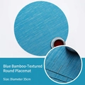 Tovaglietta rotonda blu da 35cm in PVC con trama in bambù per isolamento termico - Blu