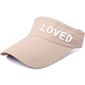 Beige quick-dry sun visor with breathable mesh fabric and white LOVED embroidery - Beige