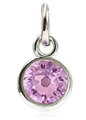 Pink faceted gemstone pendant charm with silver round frame for DIY necklaces - June Morganite Light Pink with Open Ring