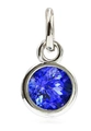 Silver alloy necklace pendant with a brilliant round blue gemstone inlay accessory - September Sapphire Royal Blue with Open Ring
