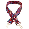 Ethnic style colorful geometric pattern strap with adjustable golden metal buckles - Colorful Rhombus Silver Hook