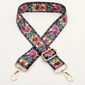 Colorful bohemian floral wide shoulder strap with gold metal hooks and adjustable buckle - Pink Floral Silver Hook
