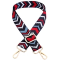 Ethnic style bag strap with red, blue, and white geometric patterns and gold clips - Arrow Texture Silver Hook