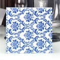 Elegant blue and white porcelain floral pattern napkins on a high-end reflective table - Blue and White Porcelain Print / 20 Pcs/Pack