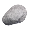 Gray embossed jacquard duckbill cap with floral pattern and dark gray ribbon edge - Gray