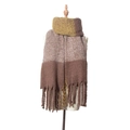 Sciarpa spessa tipo mohair a blocchi di colore zenzero e marrone con nappe eleganti - 02# Plaid Marrone