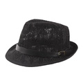 Black breathable mesh knit jazz hat with leather belt and golden metal buckle decor - Black (Belt Style)