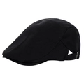 Béret classique noir en coton pour hommes et femmes avec boucle en métal ajustable - L (58-60cm) / Noir