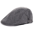 Détail de la casquette plate en tricot gris foncé montrant la boucle de réglage en métal - L (58-60cm) / gris foncé