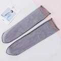 Sheer dark grey mesh socks with transparent texture and reinforced toe for women - One Size / Black