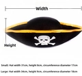 Chapeau de pirate noir d'Halloween avec bordure dorée et tête de mort, petite et grande. - Taille unique / Chapeau de Pirate Bordé d'Or