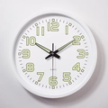 Orologio da parete al quarzo luminoso da 12 pollici con cifre fluorescenti e cornice bianca - Bianco
