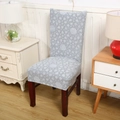 Stretch chair cover with grey and black geometric star pattern for dining chairs - Art Space - Gray