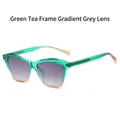 Ins style sunglasses with translucent tea green frame and gradient grey lenses - Green Tea Frame Gradient Grey Lens