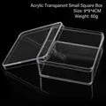 Transparent acrylic storage box 9x9x4cm size with lid on reflective black background - Acrylic 9x9x4 Small Square Box