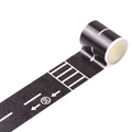 DIY black road tape for kids with white traffic lines and speed limit signs - Speed Limit 50 Road Tape