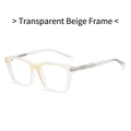 Stylish TR90 square sunglasses with transparent beige layered frames and sleek temples - Transparent Beige Frame Anti-Blue Light Lens