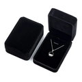 Silver pendant necklace with circular geometric inlay and black velvet gift boxes - Black Style (WG0027) / 10*7*4.8