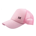Breathable pink mesh baseball cap for women with metallic M letter decoration - Adult Pink