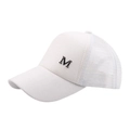 Weiße atmungsaktive Mesh-Baseballkappe mit schwarzem M-Logo aus Metall und gebogenem Schirm - Kinder Weiß
