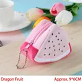 Drakenvrucht pluche portemonnee met zilveren sleutelhanger, ca. 9x6cm - Fruit