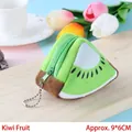 Pluche kiwi portemonnee met 3D driehoekig ontwerp en metalen ketting, afmeting 9x6cm - Kiwi