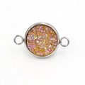 Macro-opname van zilveren druzy-connector met gouden en iriserende paarse textuur - Goud & Paars Iridescent Stijl (10) / 12mm