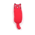Giocattolo per gatti in cotone rosso resistente con erba gatta e ricamo divertente - Rosso