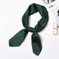 Elegant forest green square satin scarf with silk-like finish and smooth texture - 70x70cm / Dark Green