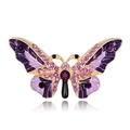 Broche de mariposa en esmalte púrpura con diamantes rosa y baño de oro en fondo blanco - Mariposa (B173-B) / Morado