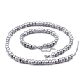 Conjunto de collar y pulsera de cuentas de acero inoxidable plateado para mujeres - Juego Color Acero (KS100509-Z)
