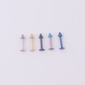 Fünf Labret-Piercings aus 316L Edelstahl in Silber, Gold, Schwarz, Regenbogen und Blau - 6mm / Gemischt 5 Stück