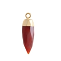 Detailed view of red agate drop pendant with faceted cut and gold-plated metal clasp - Red Agate