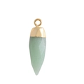 Detail view of a green aventurine teardrop pendant with a polished golden metal cap - Green Aventurine