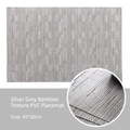 Silver-grey bamboo texture PVC placemat 45x30cm with detailed heat-resistant weave view - 45*30cm / Silver Grey Bamboo Texture