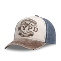Retro three-color distressed baseball cap in navy, beige and brown with NYPD logo - Adjustable / Blue Patchwork-NYPD (12)